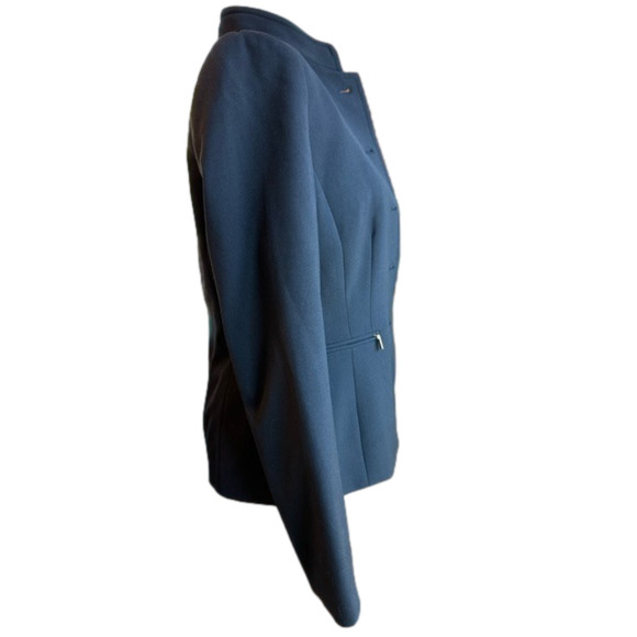 Tahari ASL Blazer Jacket Navy with Gold buttons & zipper pockets women’s sz 4P - Picture 5 of 13